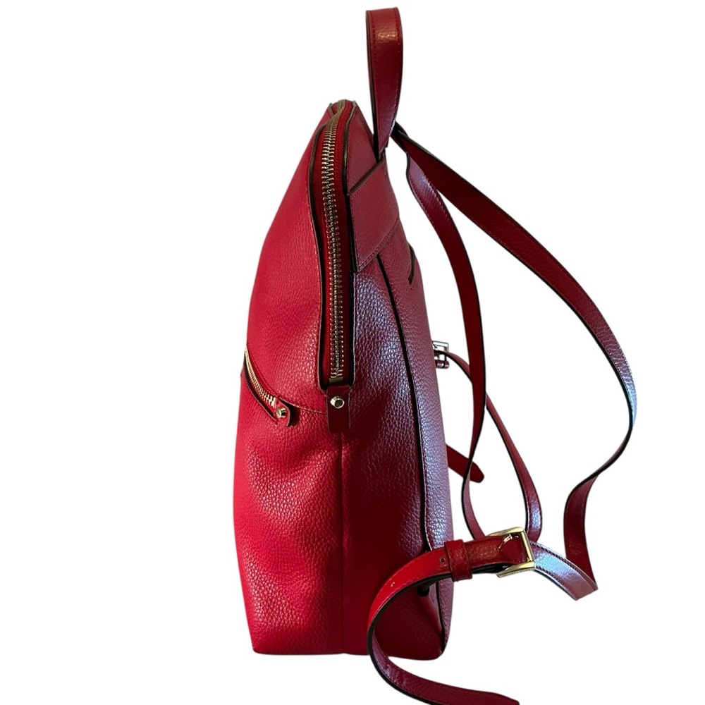 MICHAEL KORS Rhea Pebbled Leather Slim Backpack Solid Red Medium Bag - Picture 6 of 14